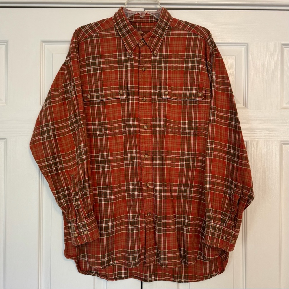 Bob Timberlake Burnt Orange Plaid Button Down L